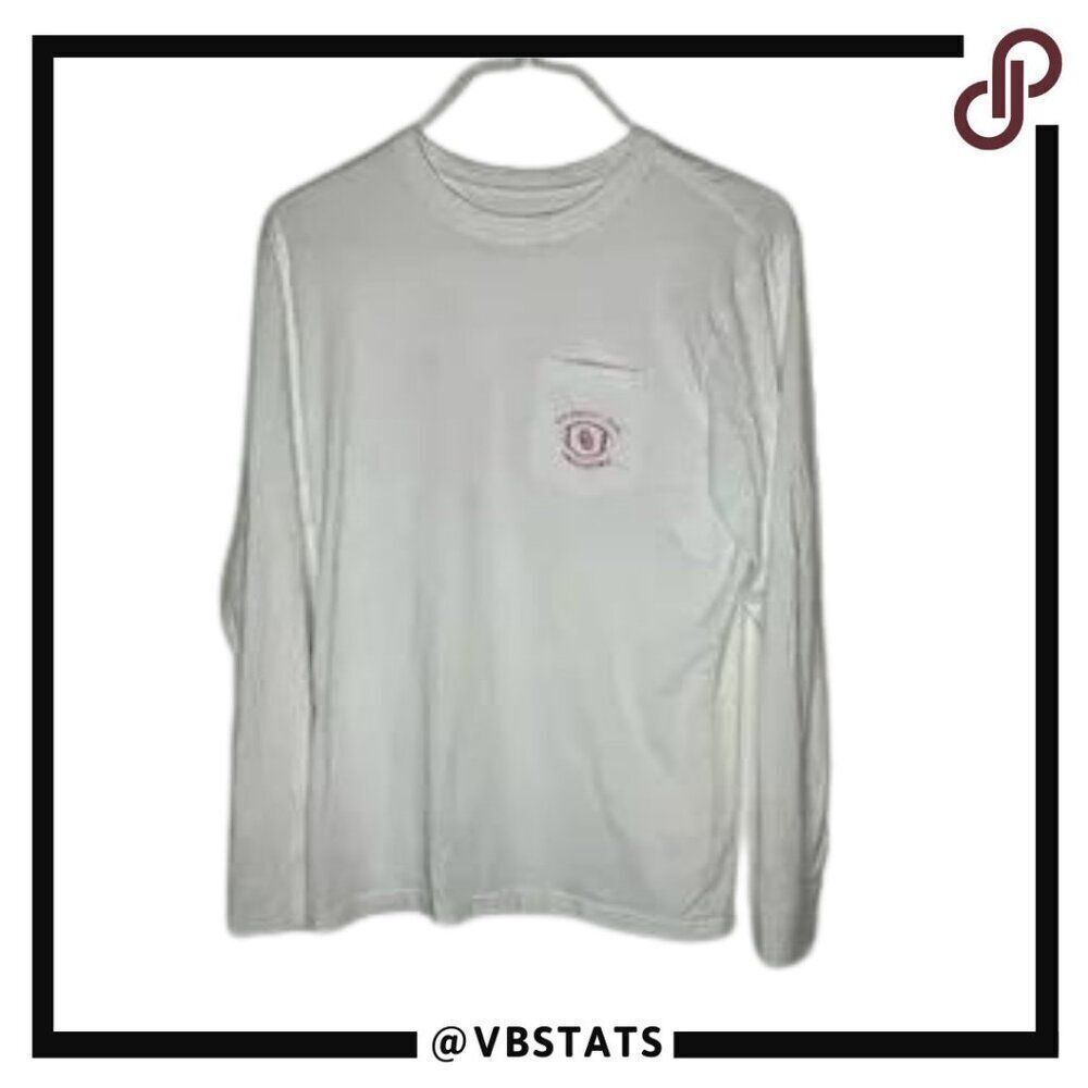 Southern Tide White and Maroon Graphic‎ LS T-Shirt with Oklahoma Sooners Small